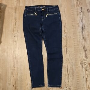 Michael Kors Navy Skinny Jeans with Gold-Tone Zippers